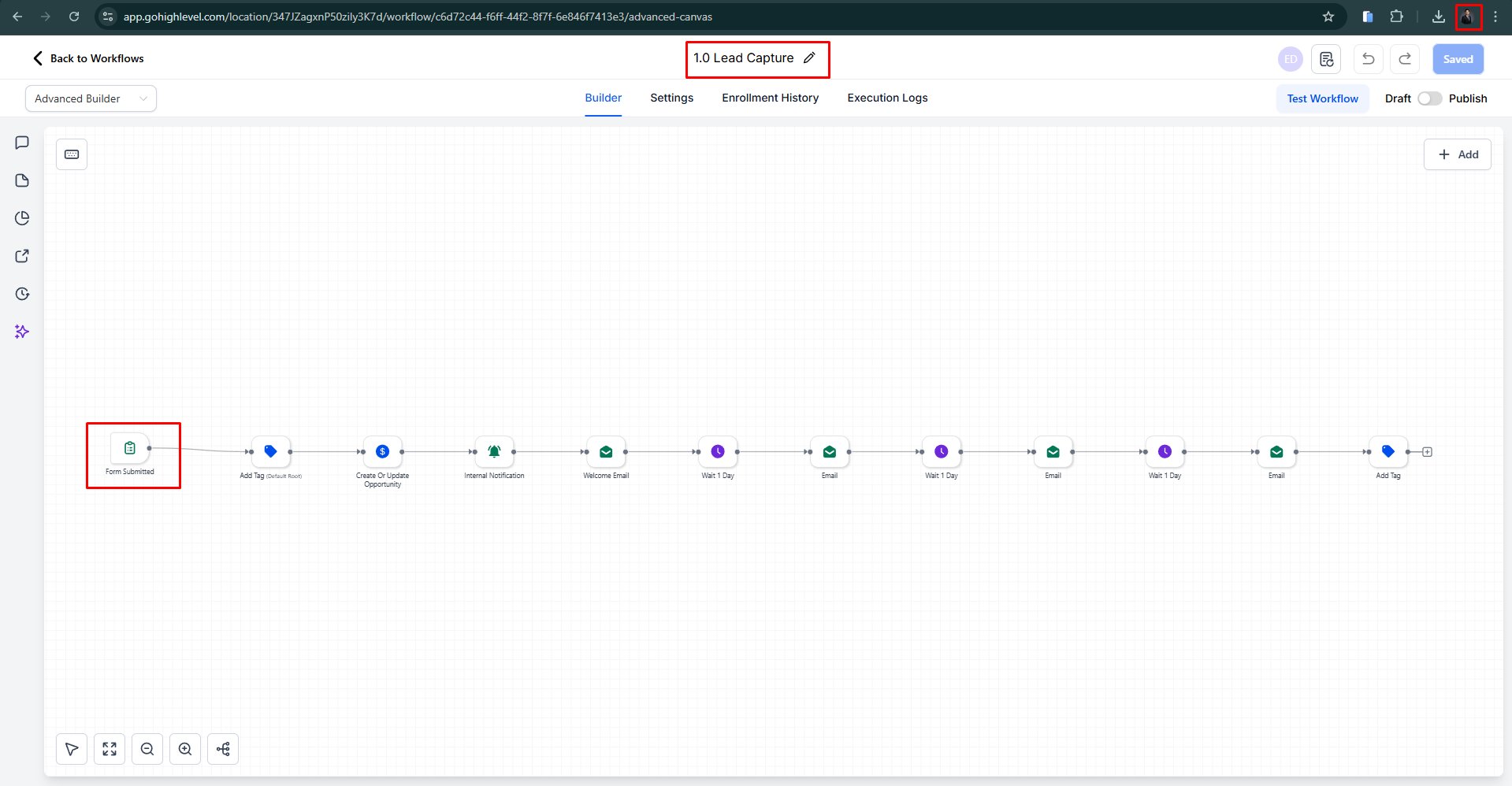 Lead capture workflow